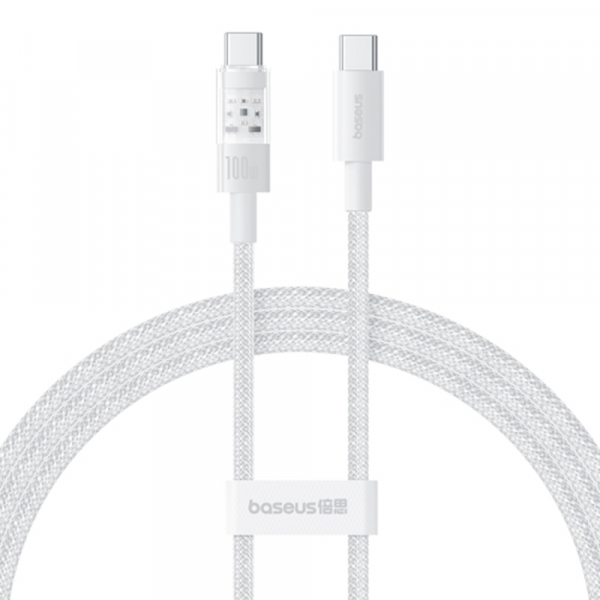 Cablu Date si Incarcare USB-C - USB-C Baseus Gem, 100W, 1m, Alb P10373000211-00
