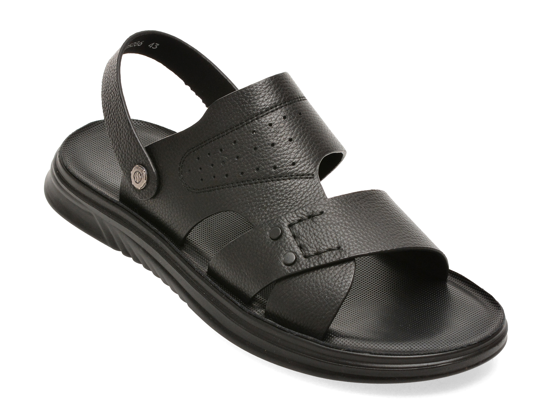 Sandale OTTER negre, 25286, din piele naturala