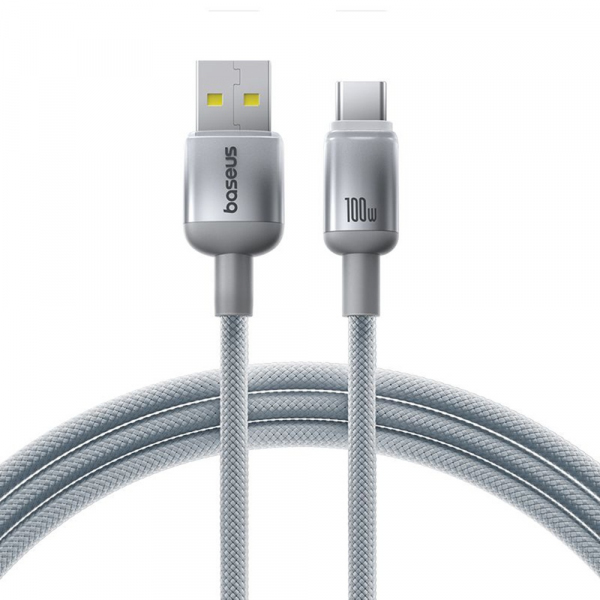 Cablu Date si Incarcare USB-A - USB-C Baseus Discolor, 100W, 2m, Argintiu E0420803