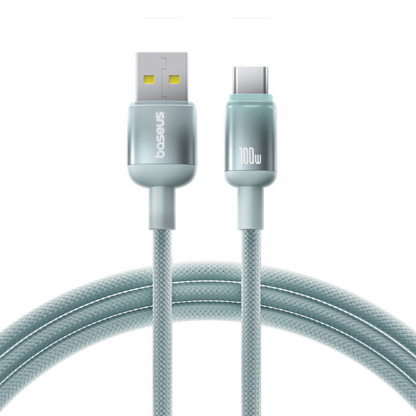 Cablu Date si Incarcare USB-A - USB-C Baseus Discolor, 100W, 1m, Albastru Verde E0420800