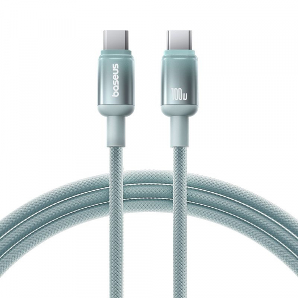 Cablu Date si Incarcare USB-C - USB-C Baseus Discolor, 100W, 1m, Albastru Verde E0420700