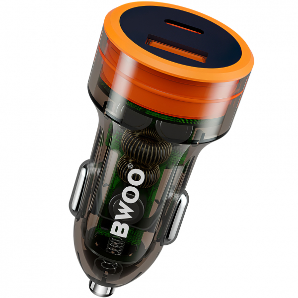 Incarcator Auto BWOO BO-CC85, 38W, 3A, 1 x USB-A - 1 x USB-C, Negru