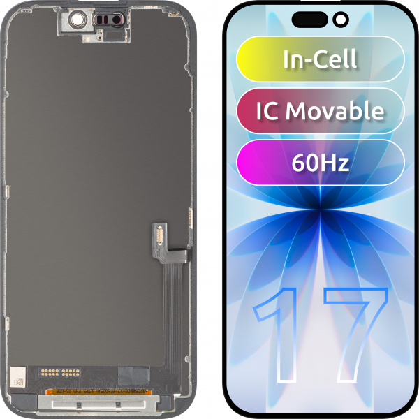 Display cu Touchscreen ZY pentru Apple iPhone 17, cu Rama, Versiune LCD In-Cell IC Movable, Negru