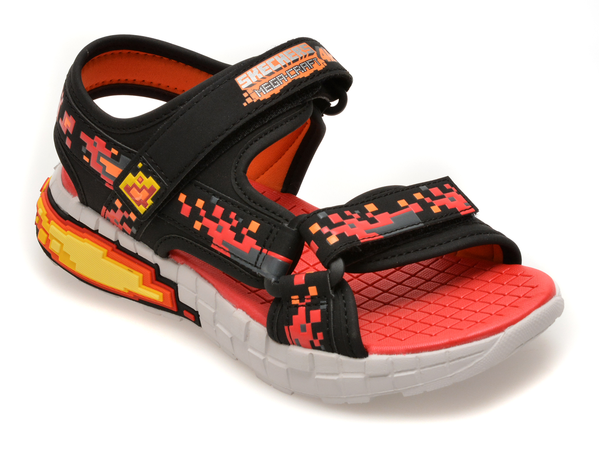 Sandale SKECHERS negre, MEGA-SPLASH 4K, din piele ecologica