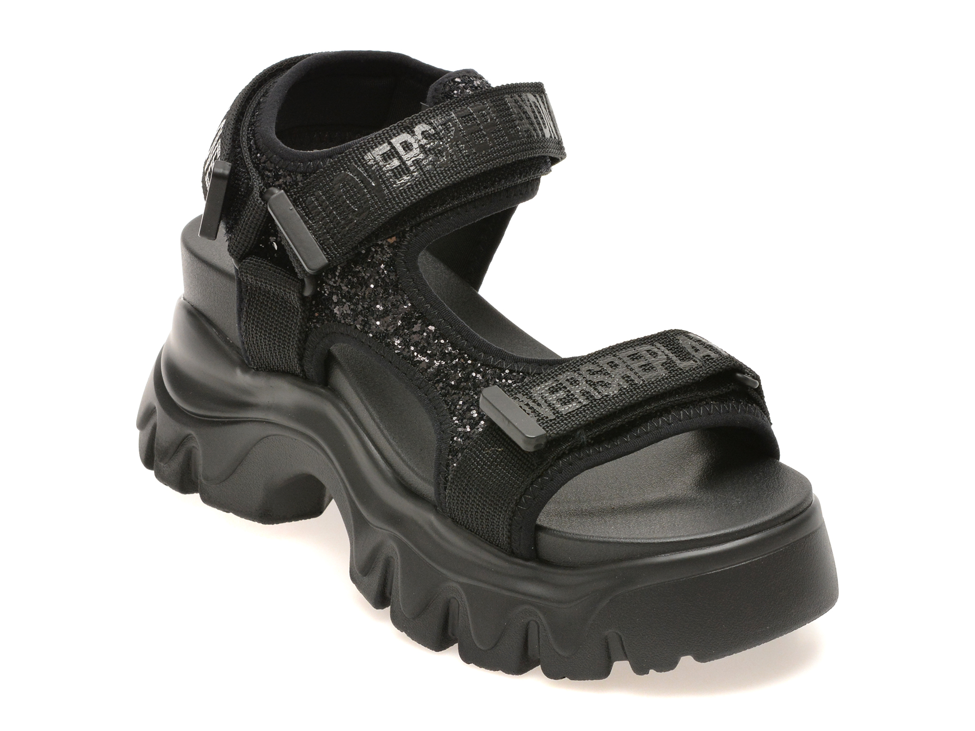 Sandale REPLAY negre, WSIS03S, din piele ecologica