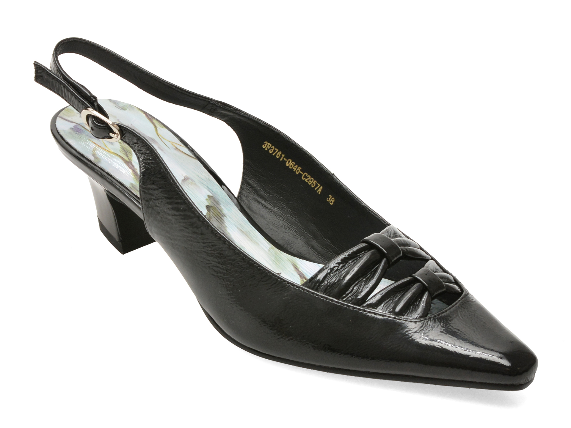 Pantofi eleganti EPICA negri, 3F3761, din piele naturala lacuita