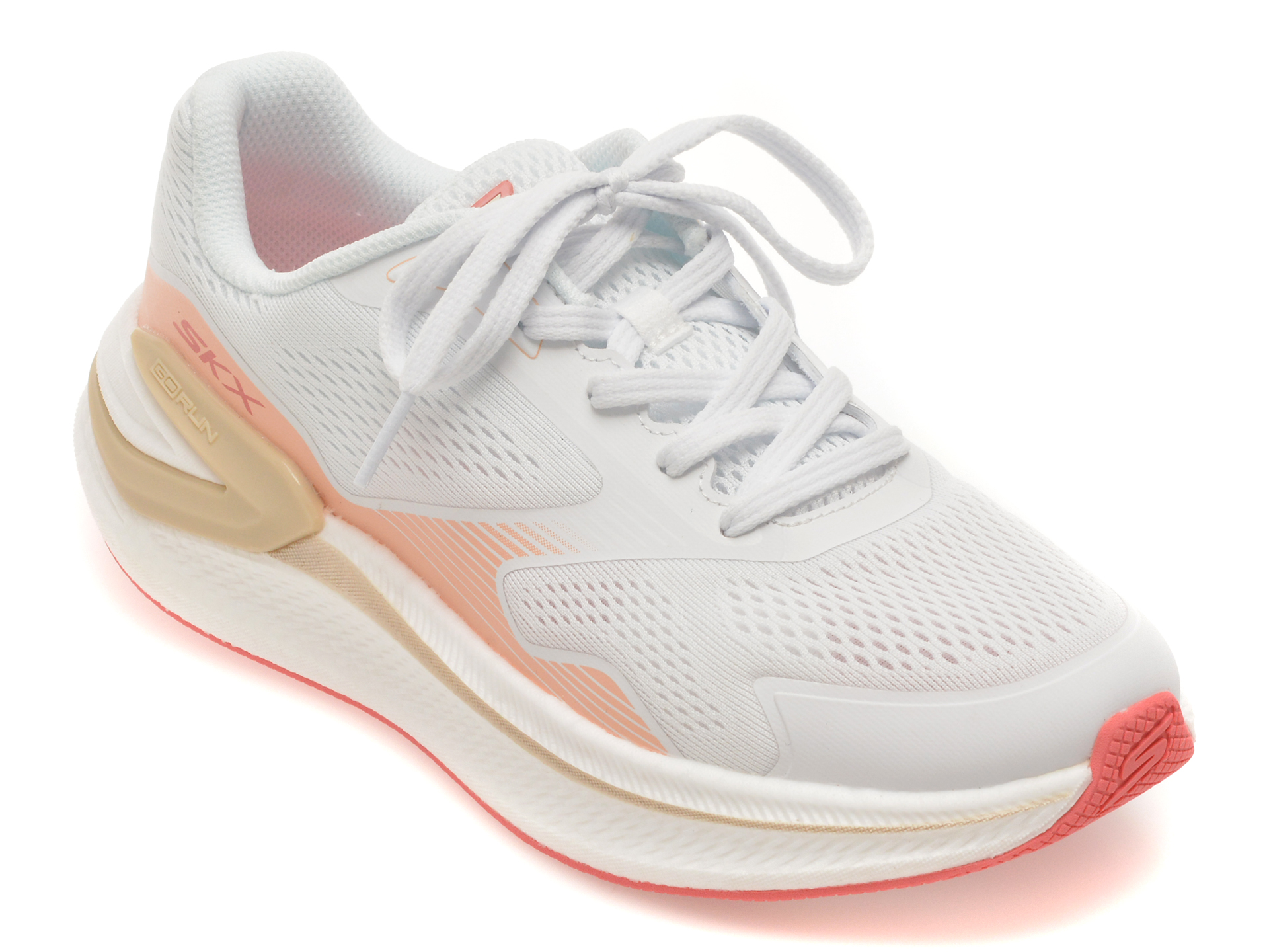 Pantofi sport SKECHERS albi, GO RUN CONSISTENT PRO, din material textil