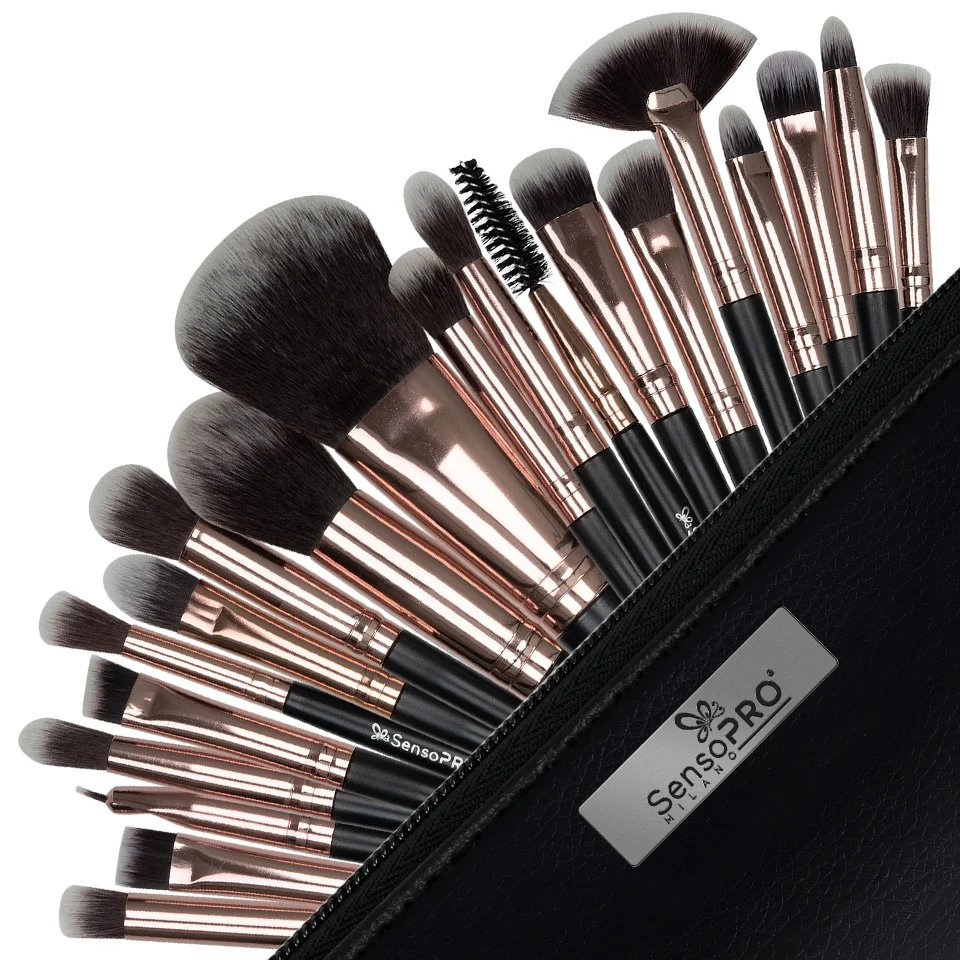 Set 20 pensule machiaj SensoPRO Milano, Black Gold + Borseta Cadou