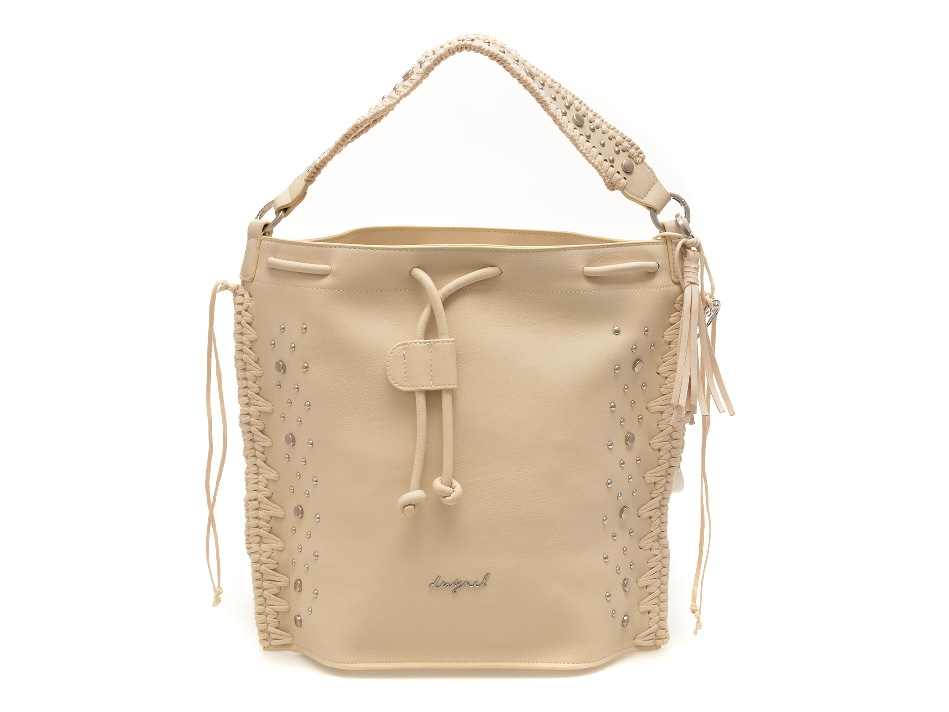 Rucsac DESIGUAL alb, SAKP33, din piele ecologica