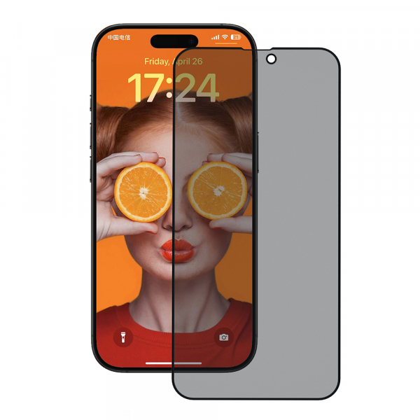 Folie de protectie Ecran Privacy Anank 3X Reinforced pentru Apple iPhone 15 Pro Max, Sticla Securizata, Full Glue, 2.5D