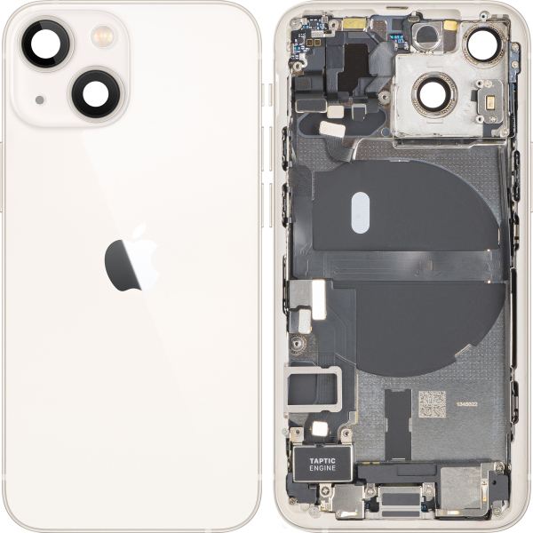 Capac Baterie Apple iPhone 13 mini, Cu Carcasa Mijloc, Full Parts, Alb (Starlight), Swap Premium