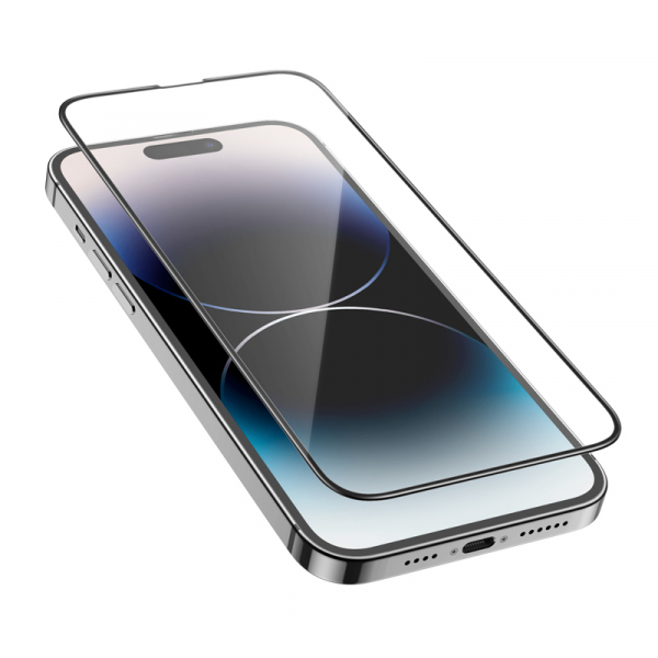 Folie de protectie Ecran HOCO G16 pentru Apple iPhone 14 Pro, Sticla Securizata, Full Glue, 5D, Neagra
