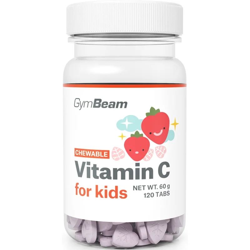 GymBeam Vitamin C for Kids tablete de supt cu vitamina C aroma Strawberry 120 tbl