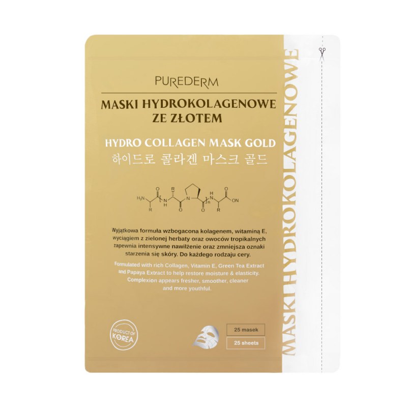 Mască pt față - Hydro Collagen Mask Gold 25 buc - Purederm