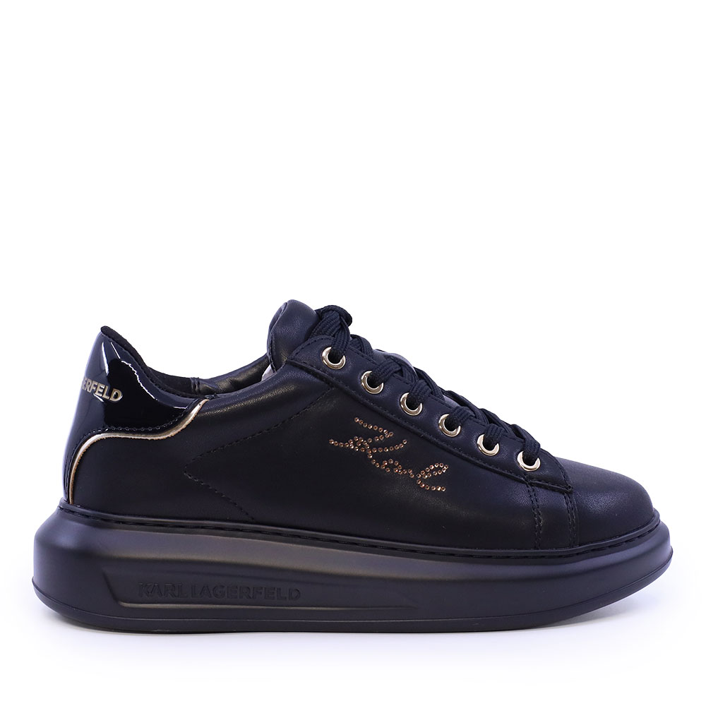 Sneakers femei Karl Lagerfeld Kapri Rhinestone negri din piele 2052DP62518N