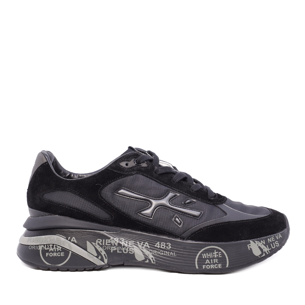 Sneakers bărbați Premiata Moerun negri din piele întoarsă și textil 1692bp6445n