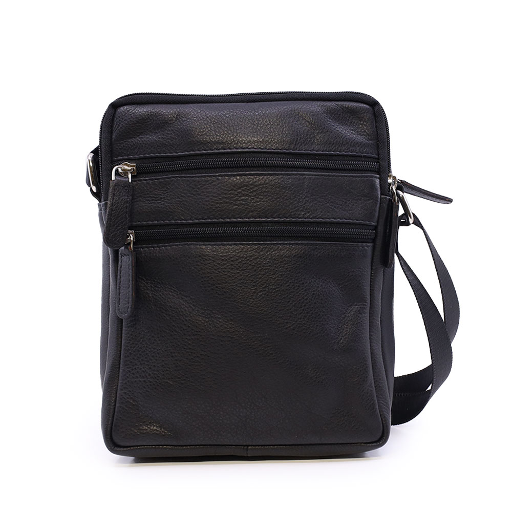 Geantă crossbody bărbați Benvenuti neagră din piele 263BGEA6533N