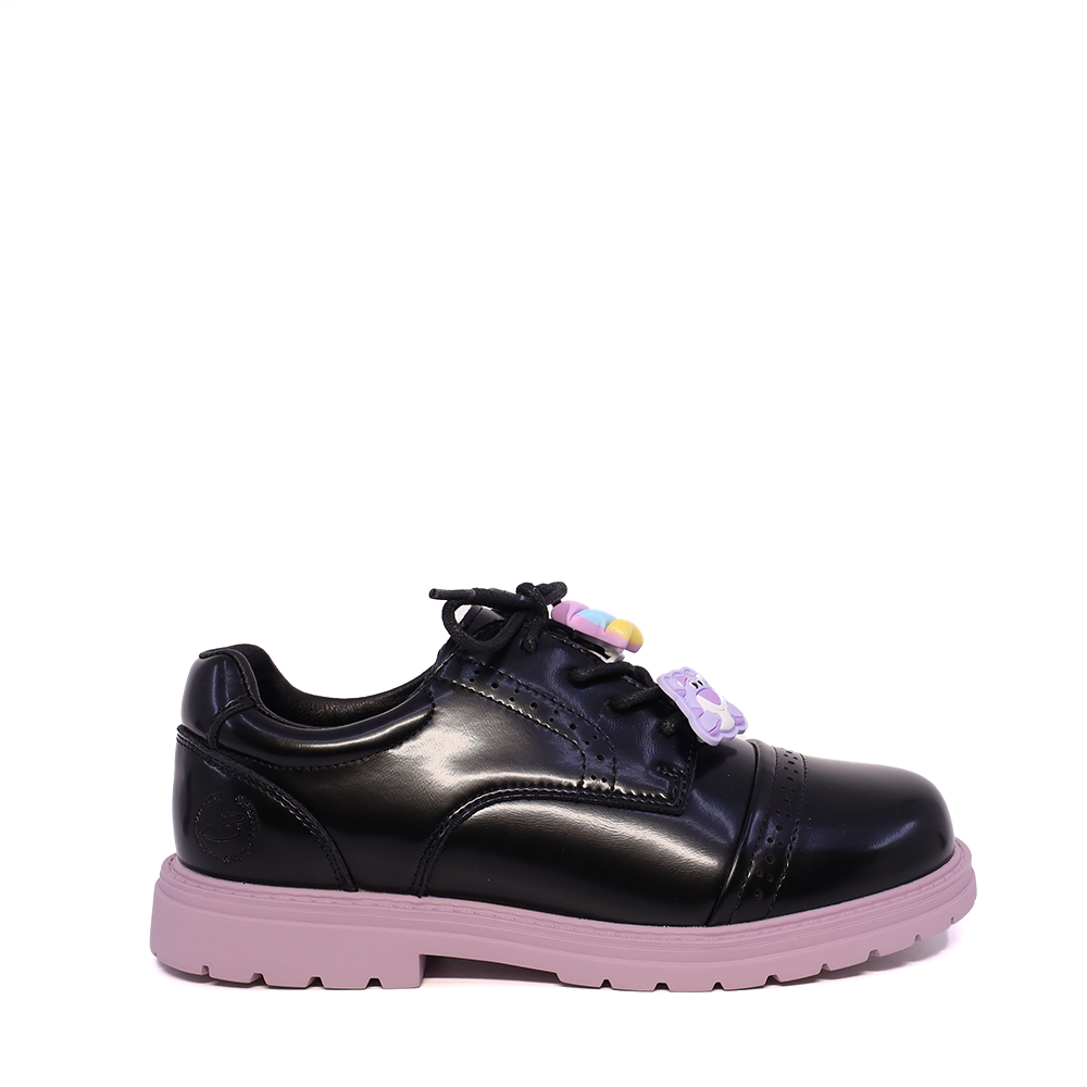 Pantofi derby fetițe Benvenuti negri din piele naturală 3790FP010N