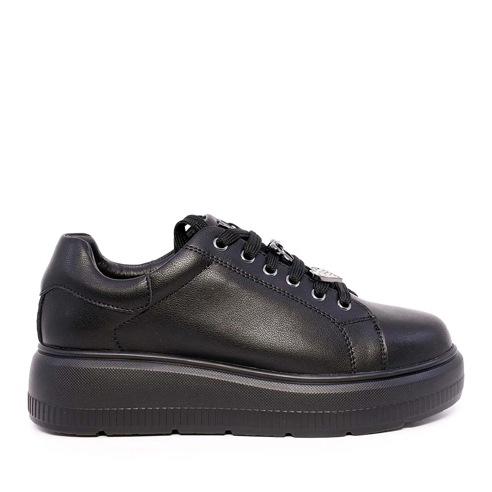 Sneakers femei Luca di Gioia negri din piele cu accesorii deco 1291dp1300n