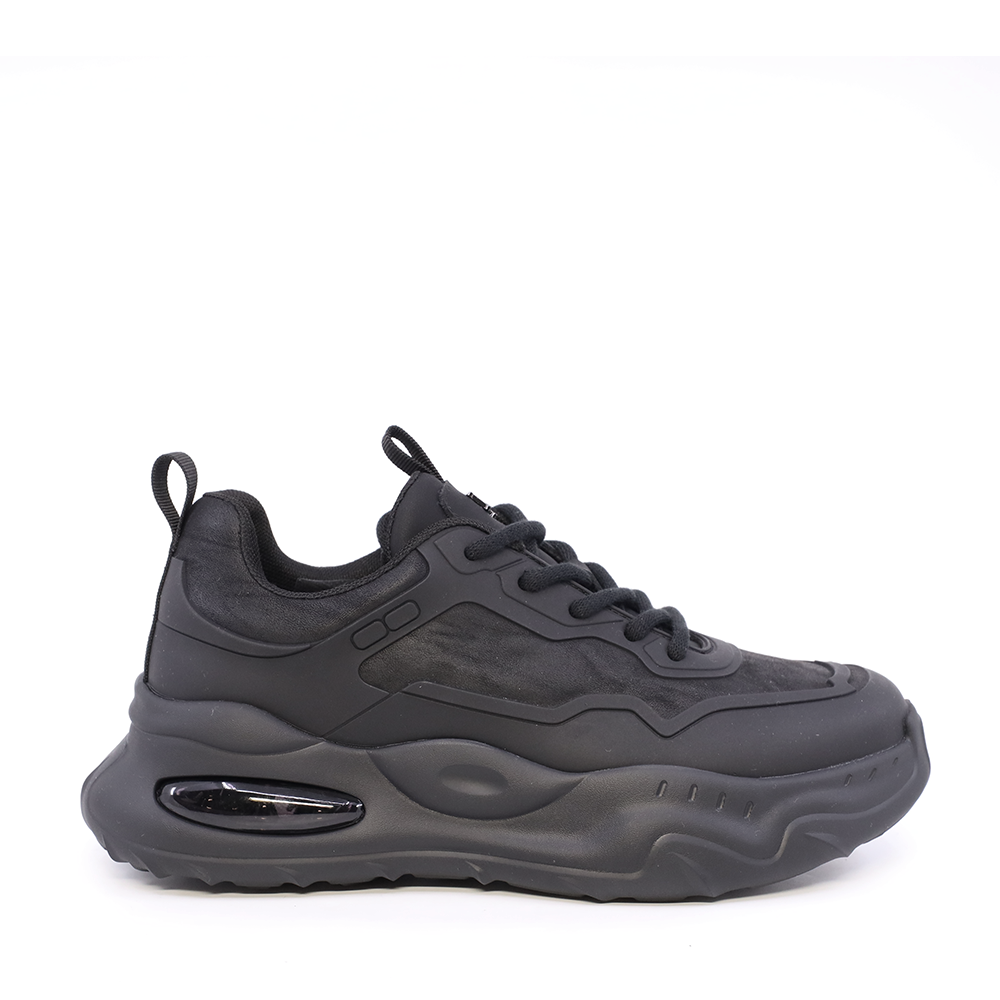 Sneakers bărbați Enzo Bertini negri din piele și textil  3660BP258N