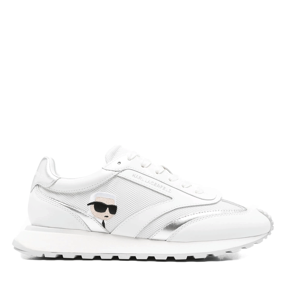 Sneakers femei Karl Lagerfeld Kairo Nft Peep albi din piele și textil 2051DP61130A