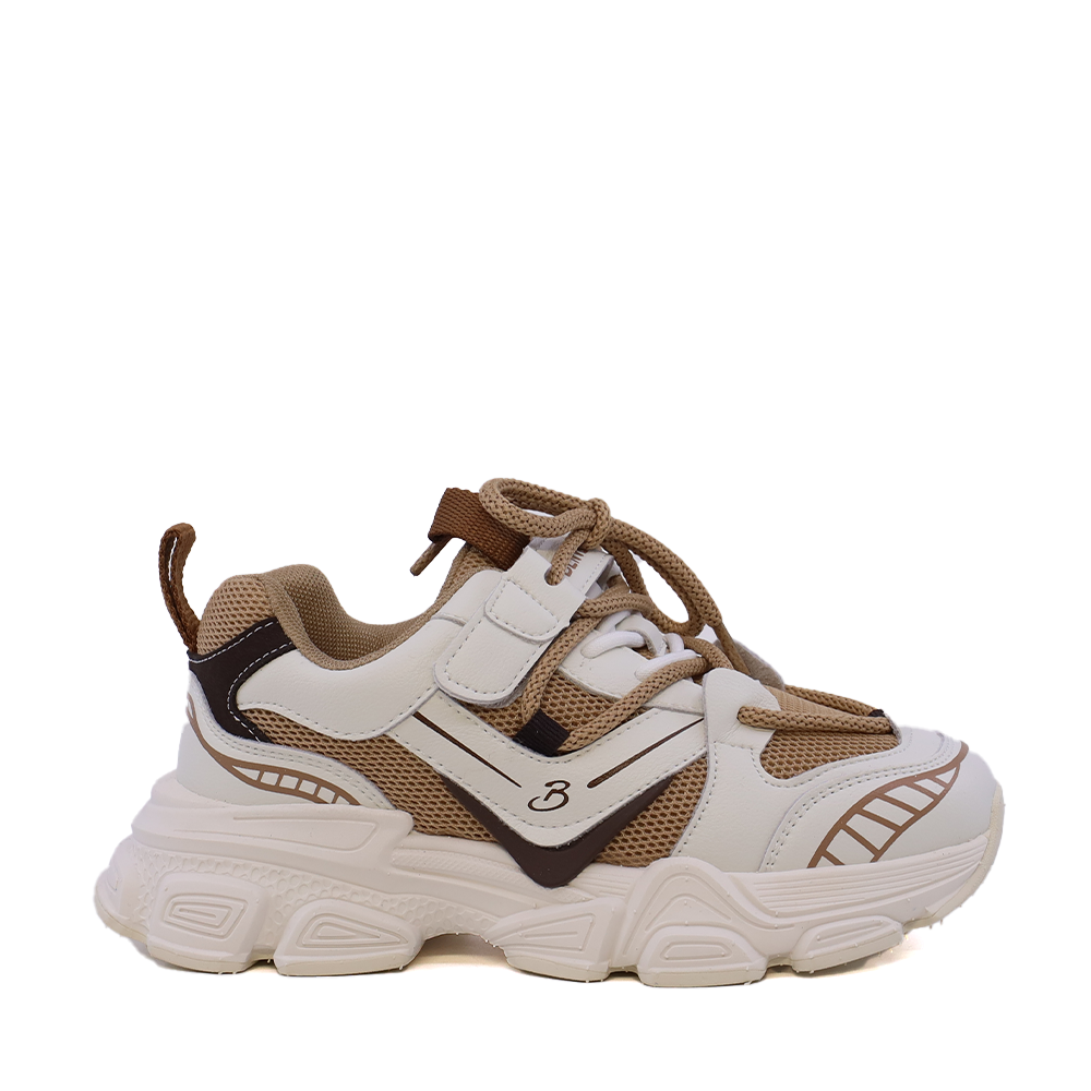 Sneakers fetițe Benvenuti bej din piele și  material textil  3791FP060BE