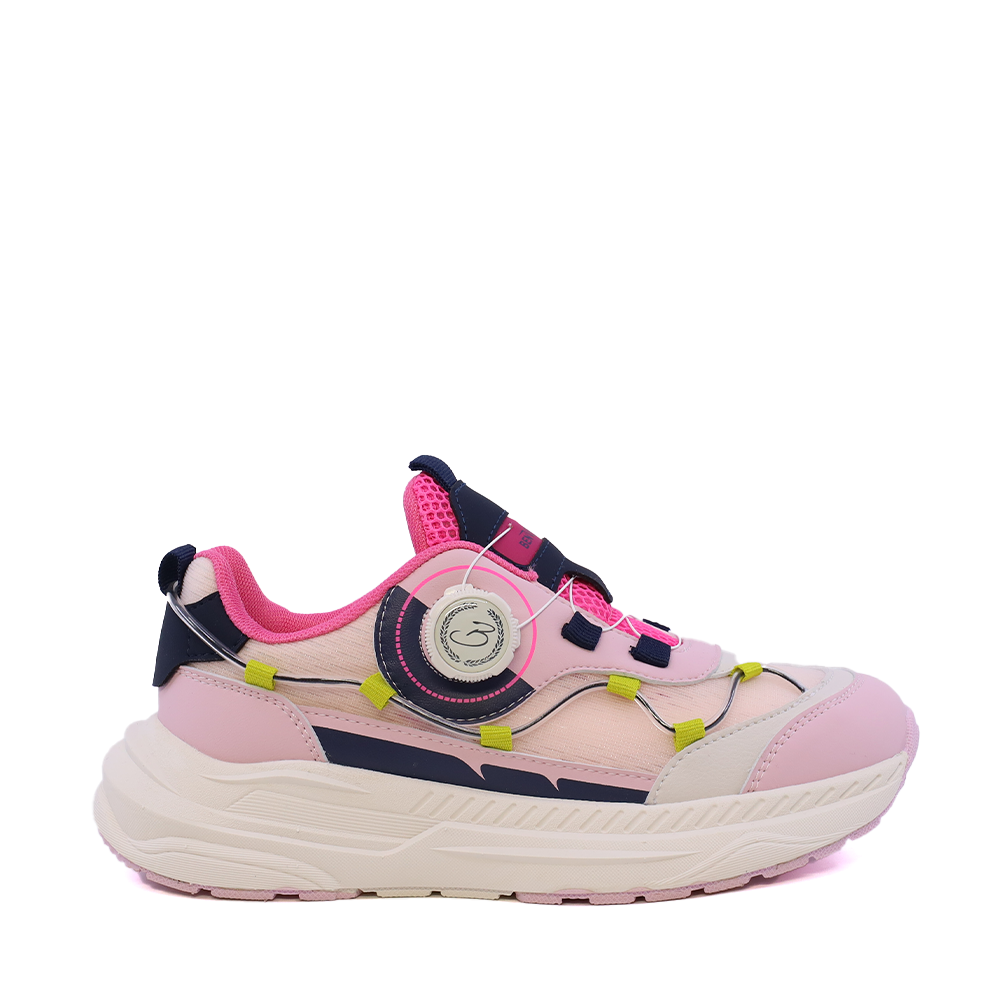 Sneakers fetițe Benvenuti roz din piele și  material textil  3791FP028RO