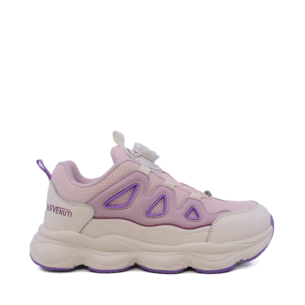 Sneakers fetițe Benvenuti roz din piele și  material textil  3791FP019RO