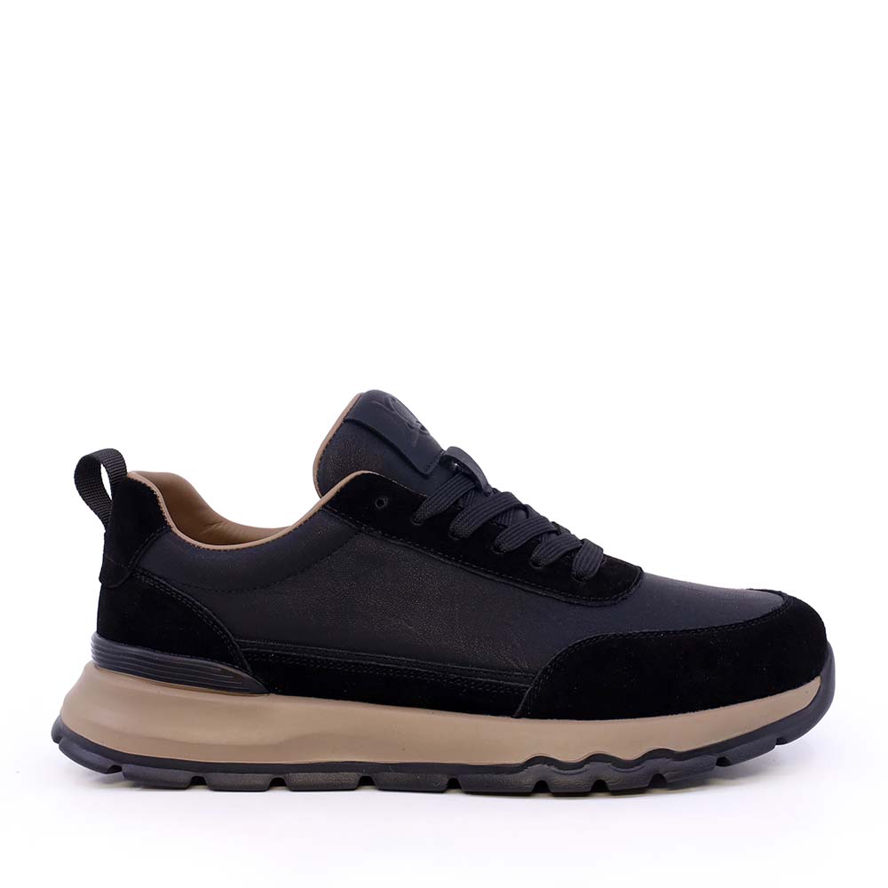 Sneakers ușori bărbați Luca di Gioia  negri din piele și velur  3912bp086n