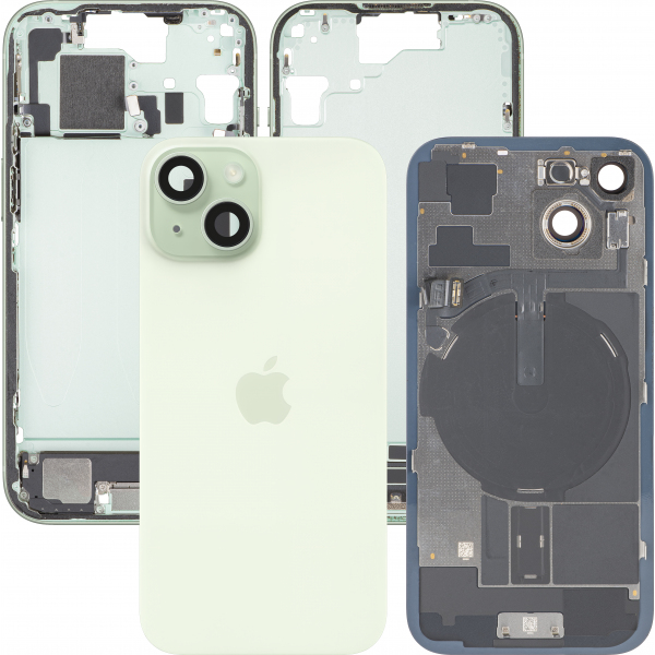 Capac Baterie Apple iPhone 15, Cu Carcasa Mijloc, Full Parts, Verde, Swap Premium