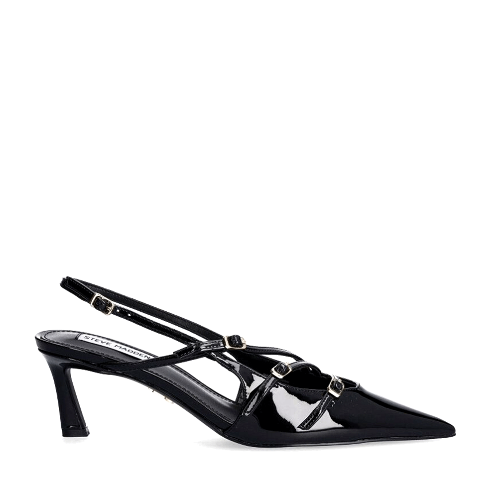 Pantofi cu toc slingback femei Steve Madden Liana negri din lac 1469ddlianaln