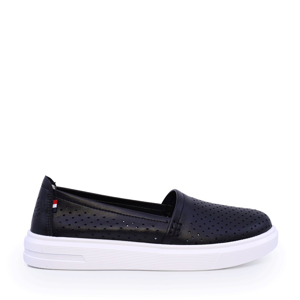 Espadrile ușoare femei Benvenuti negre din piele cu perforații 1539DPF0408N
