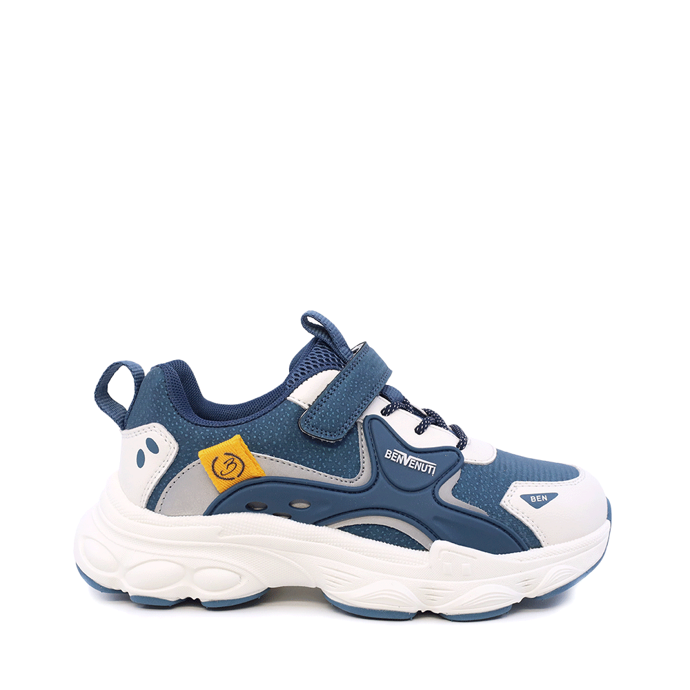 Sneakers baieți Benvenuti bleumarin din piele și  material textil  3791MP009BL