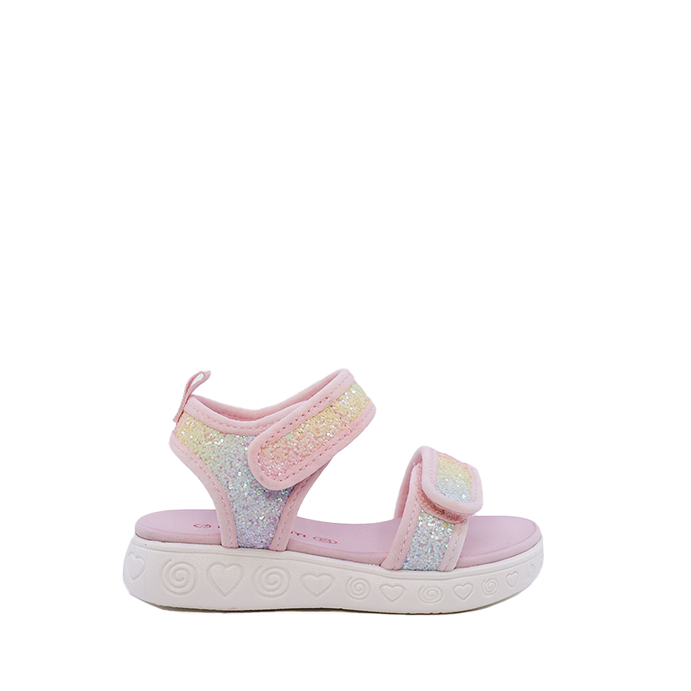 Sandale fetițe Benvenuti roz cu imprimeu multicolor 2577fs2301ro