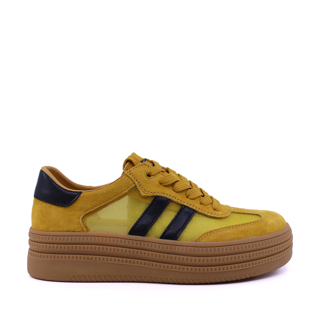 Sneakers femei Luca di Gioia galbeni din piele întorsă și  textil  1291DPF6100VG