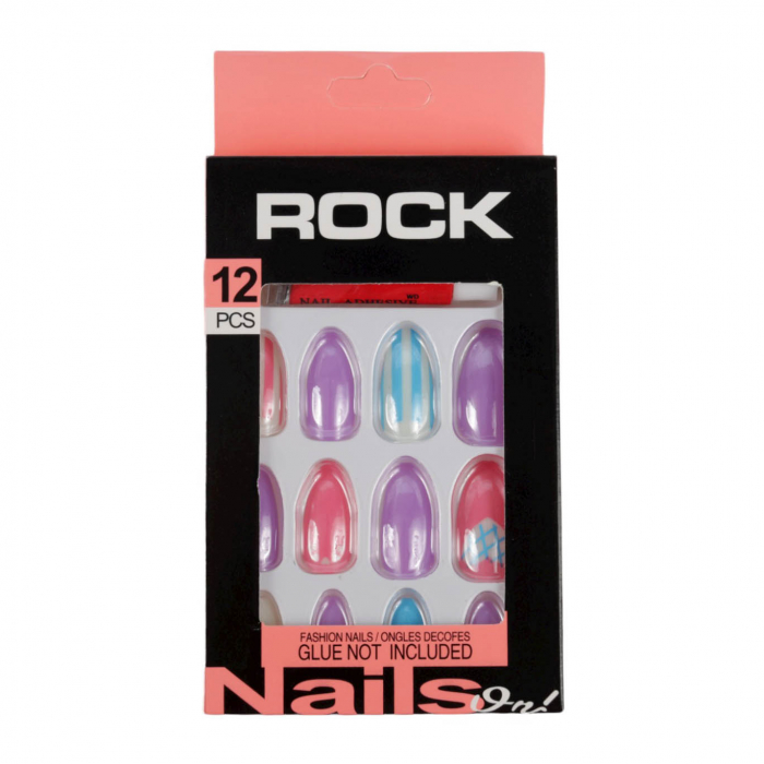Set 12 Unghii False ROCK cu adeziv inclus, 27 Summer