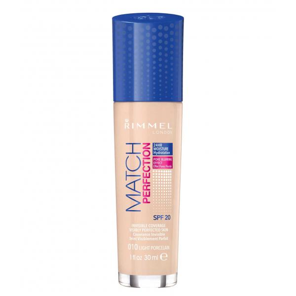 Fond de Ten Rimmel London Match Perfection 010 Light Porcelain, 30 ml