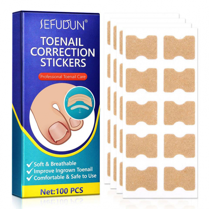 Set 100 Stickere pentru Unghii Incarnate, Suport si Ingrijire Profesionala