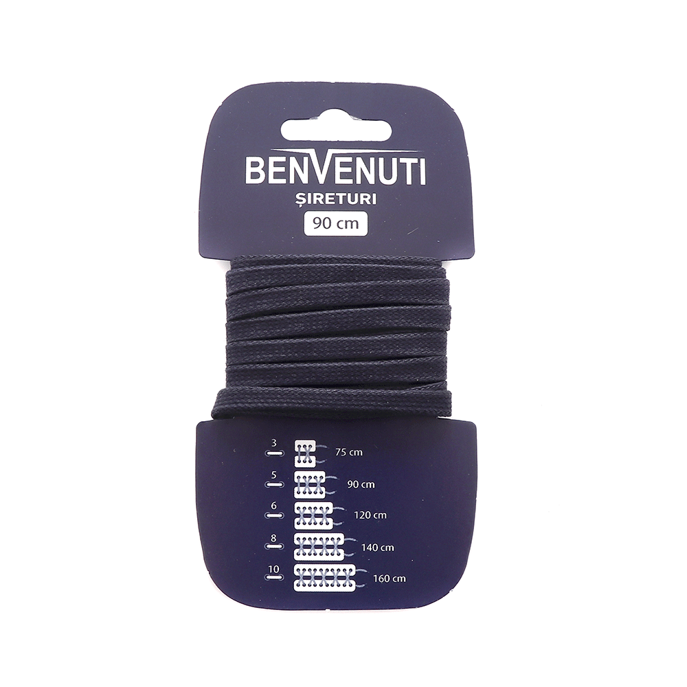Șiret plat cerat Benvenuti bleumarin din bumbac 97si90pcbbl