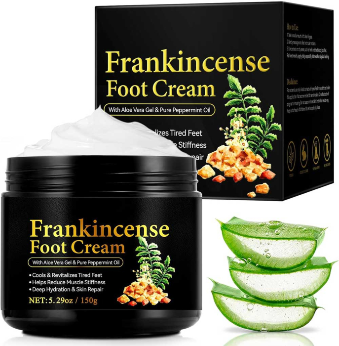 Crema pentru Picioare Crapate cu Tamaie, Aloe Vera si Ulei Pur de Menta, 150 g