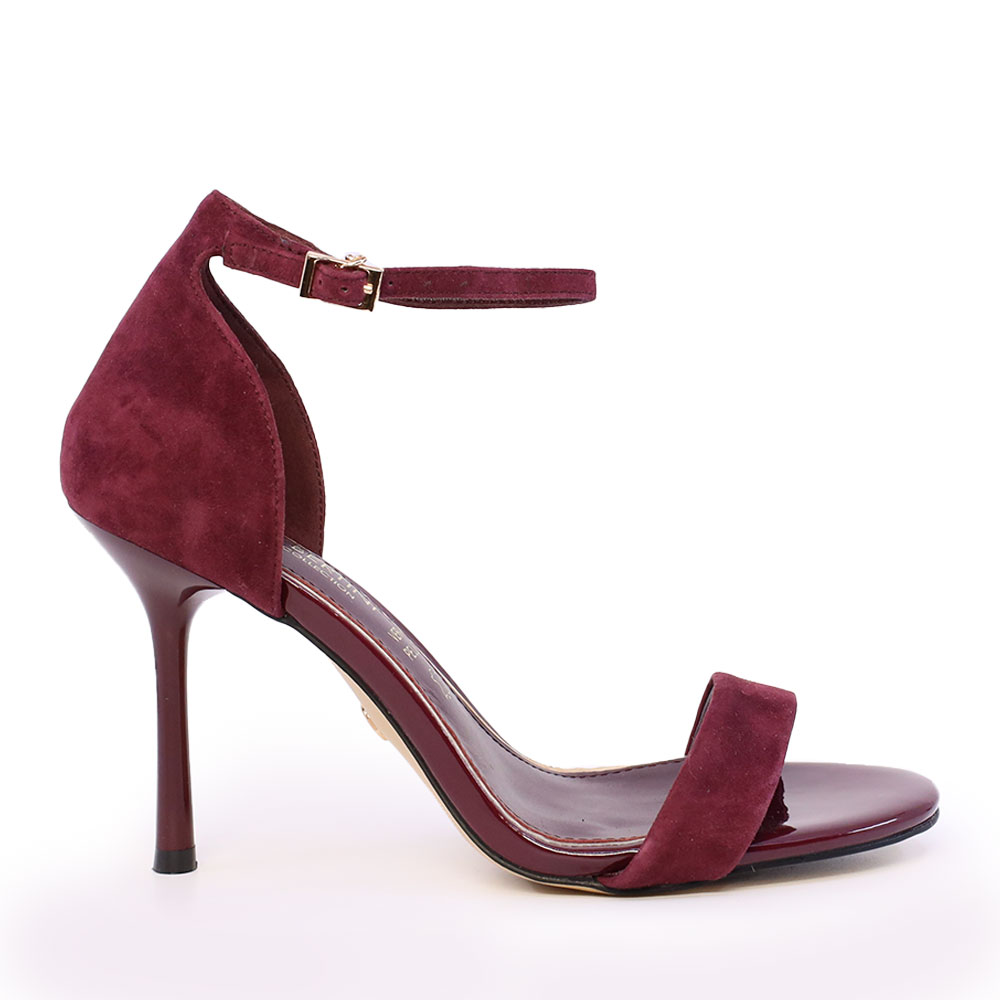 Sandale cu toc înalt femei Enzo Bertini bordo din piele întoarsă 1391DS9591VBO