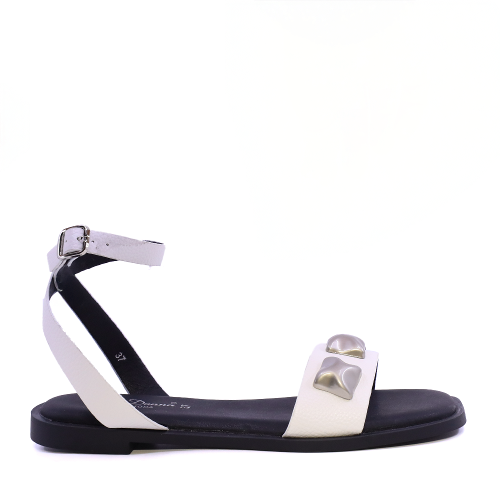 Sandale femei Solo Donna albe cu accesorii deco 2541DS9111A