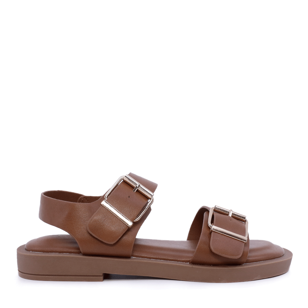 Sandale cu catarame metalice femei Solo Donna cognac 2741DS9843CO