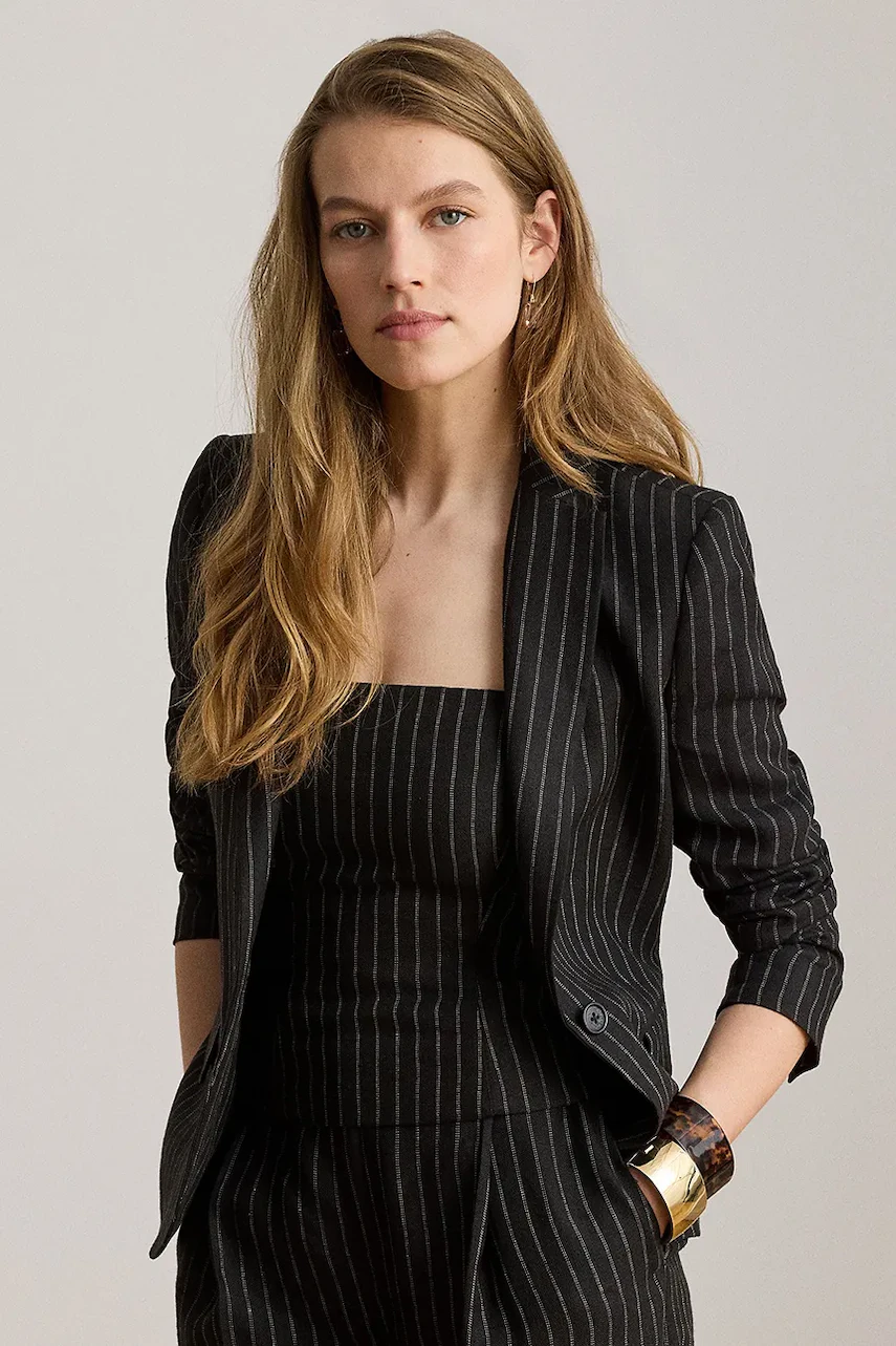 Lauren Ralph Lauren  sacou cu un singur rând de nasturi pentru femei din in