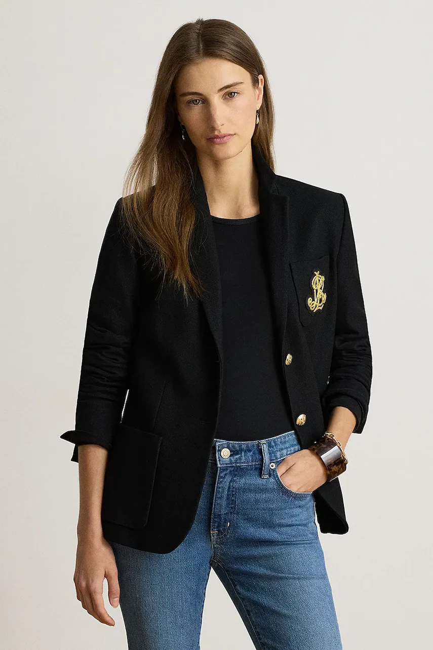 Lauren Ralph Lauren  sacou cu un singur rând de nasturi pentru femei din bumbac cu elastan