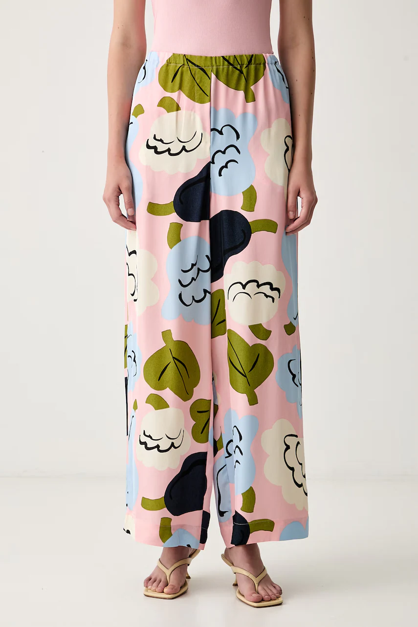 Marimekko  pantaloni wide leg pentru femei din vâscoză