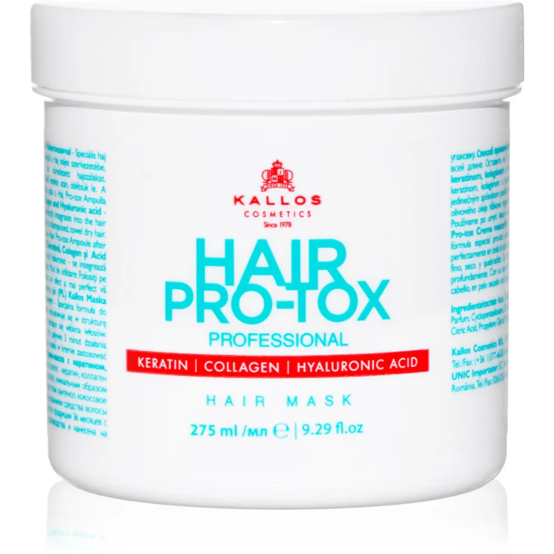 Kallos Hair Pro-Tox Masca pentru par deteriorat cu ulei de cocos, acid hialuronic si colagen 275 ml