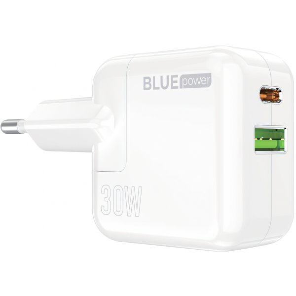 Incarcator Retea BLUE Power BC111A, 30W, 3A, 1 x USB-A - 1 x USB-C, Alb