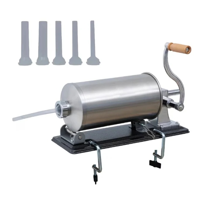 Masina de umplut carnati 5KG, orizontala profesionala inox, cu 5 palnii, sistem Airstop, CAMPION CMP1166