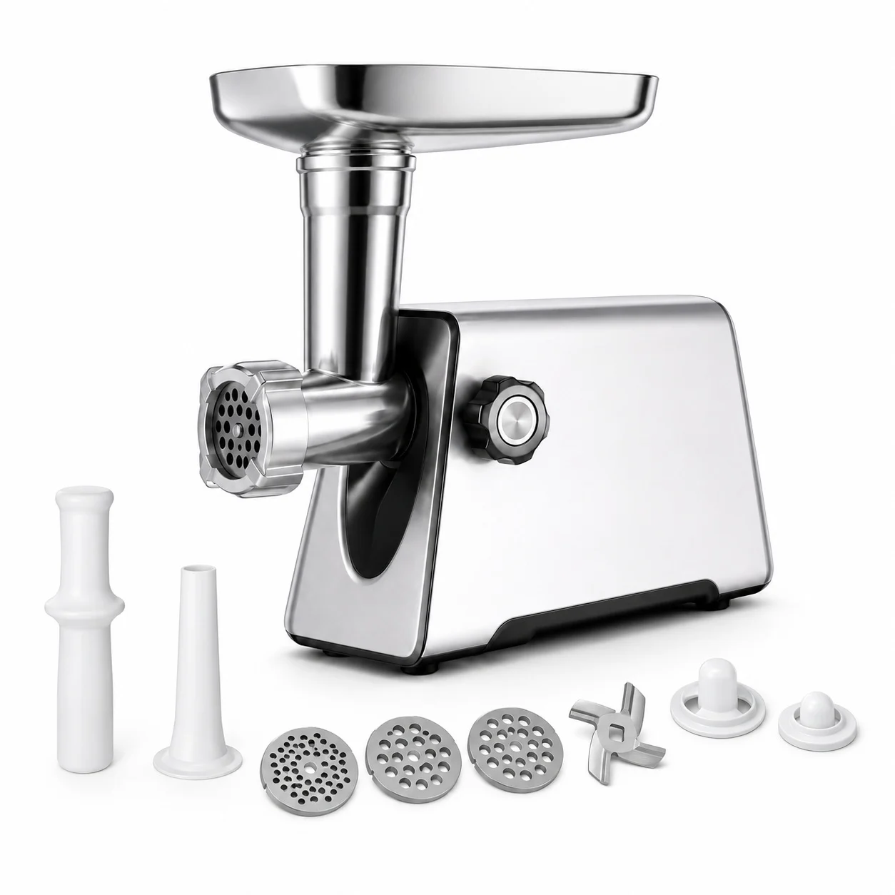 Masina de tocat carne INOX, 3500W, functie reverse, 3 in 1 cu adaptor chiftele, carnati CAMPION PROFESSIONAL